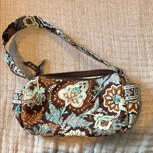 Vera Bradley Brown and Blue Embroidered Shoulder Bag